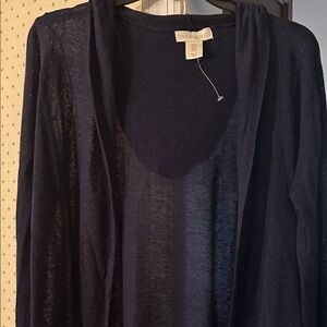 Cynthia Rowley Deep Blue Women's hooded linen Cardigan